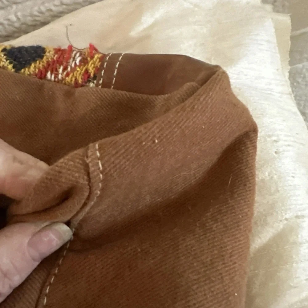 Myra Bag Multicolor Woven Crossbody with Brown Leather Trim